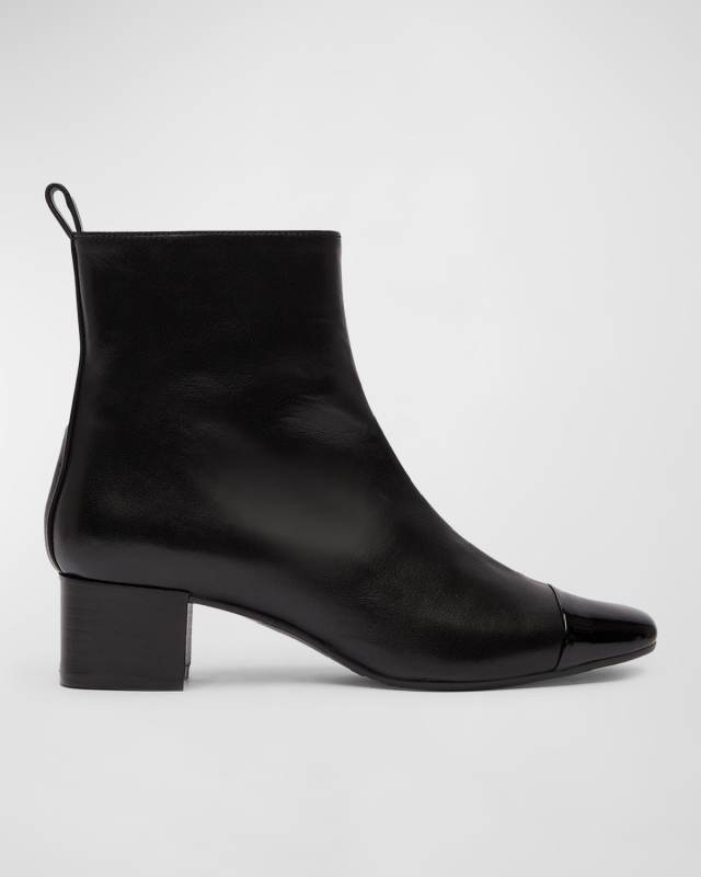 Mixed Leather Cap-Toe Booties